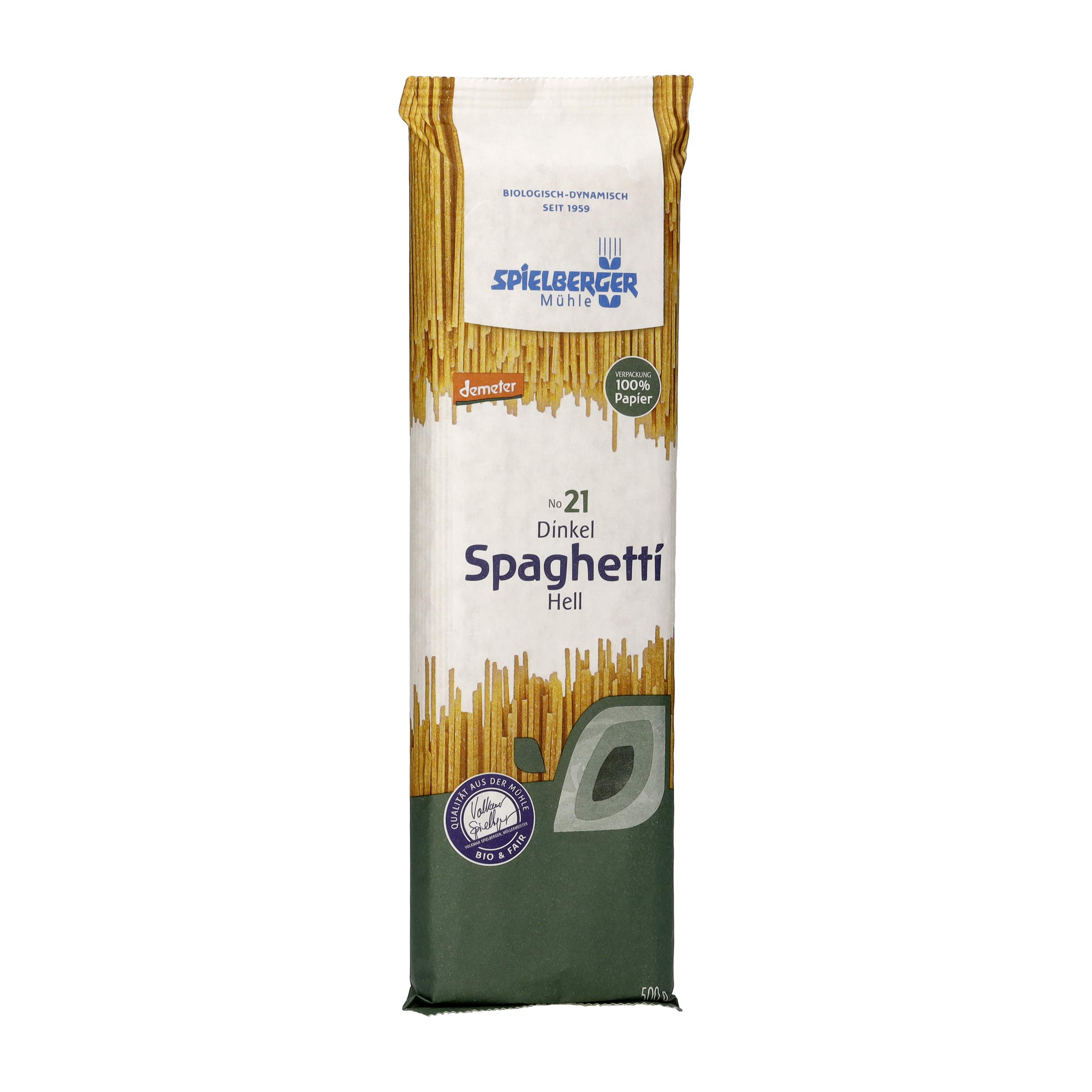 Dinkel Spaghetti hell in Papier