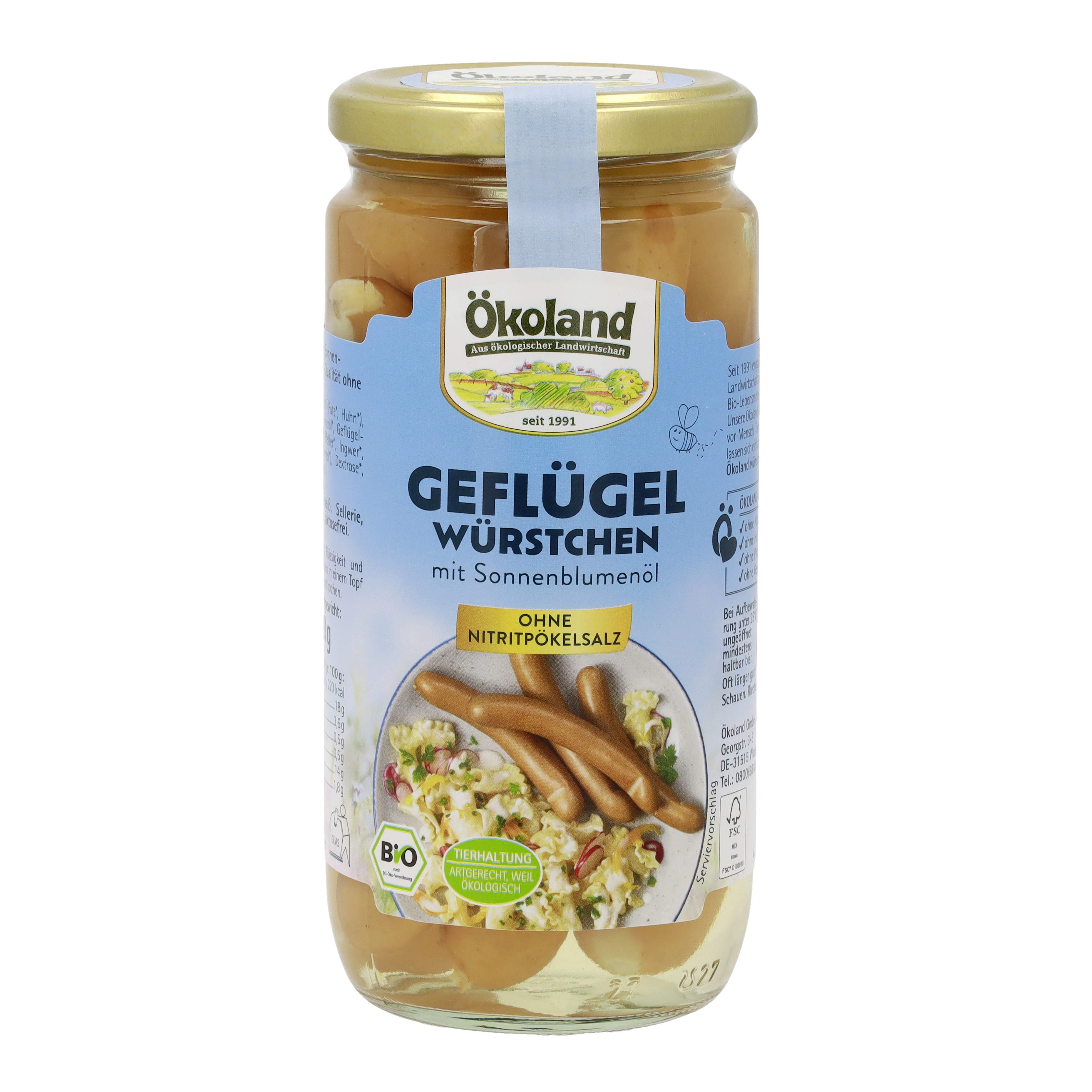 Geflügelwürstchen, Ökoland 6 Stück