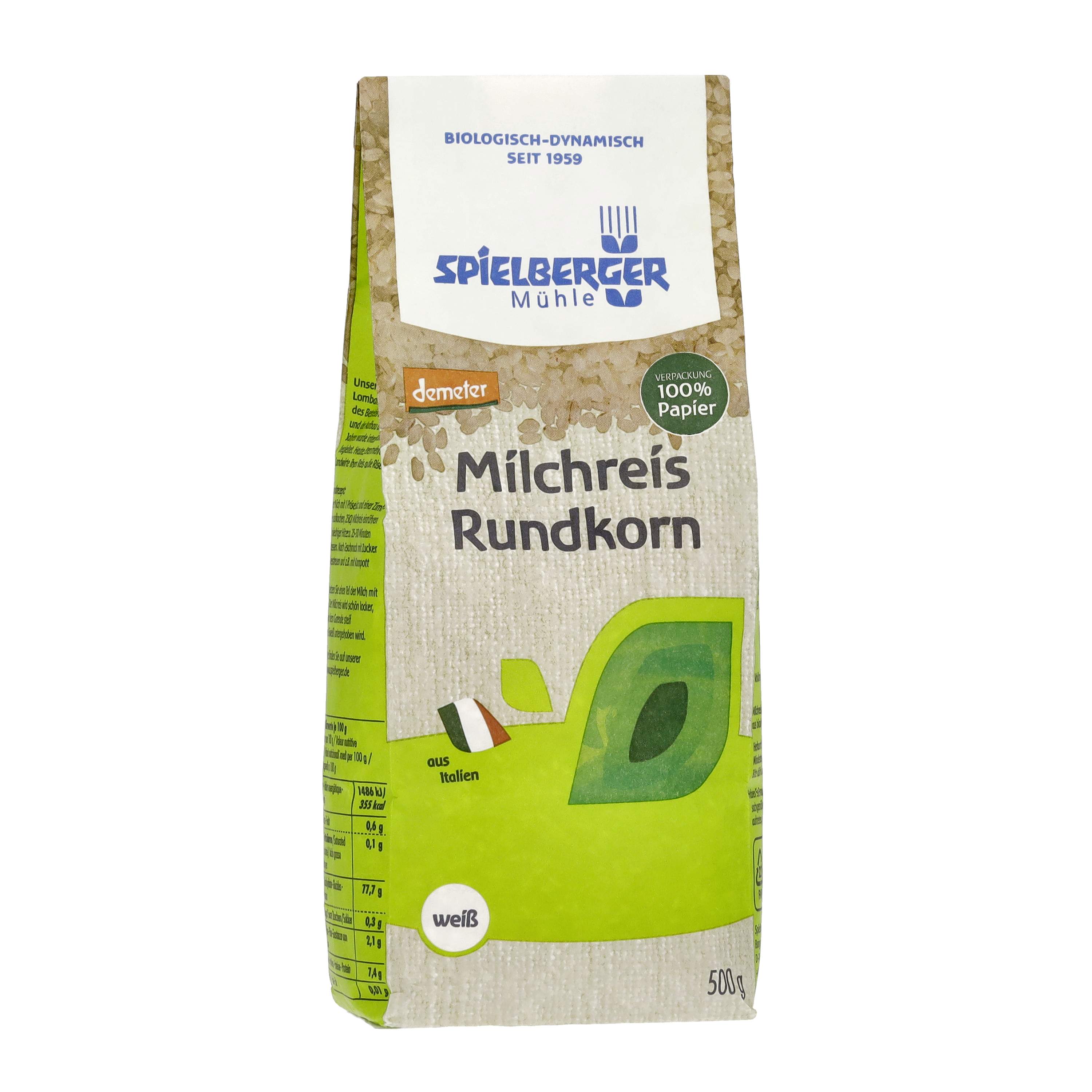 Milchreis Rundkorn weiß, 500g Spielberger