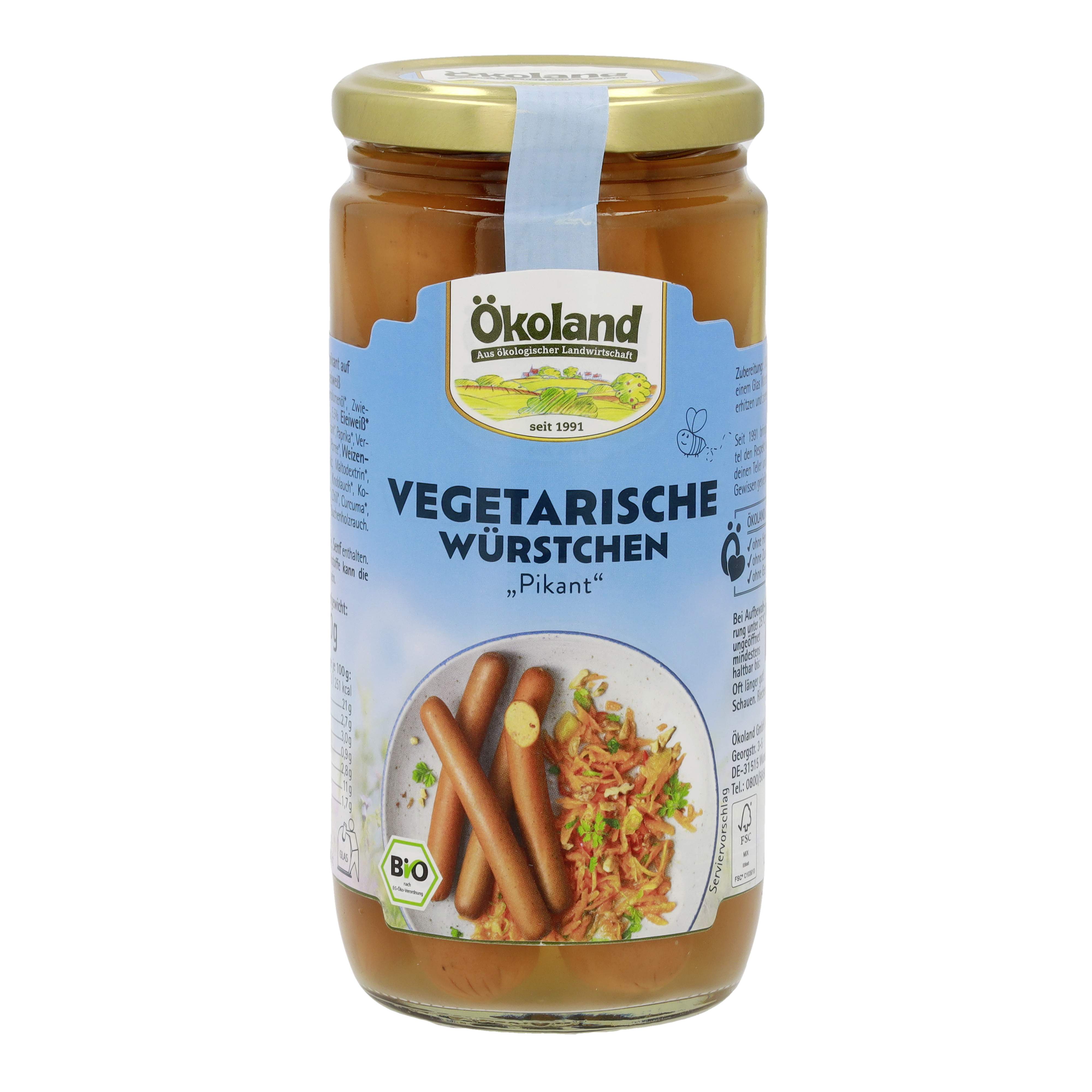 Vegetarische Würstchen pikant im Glas